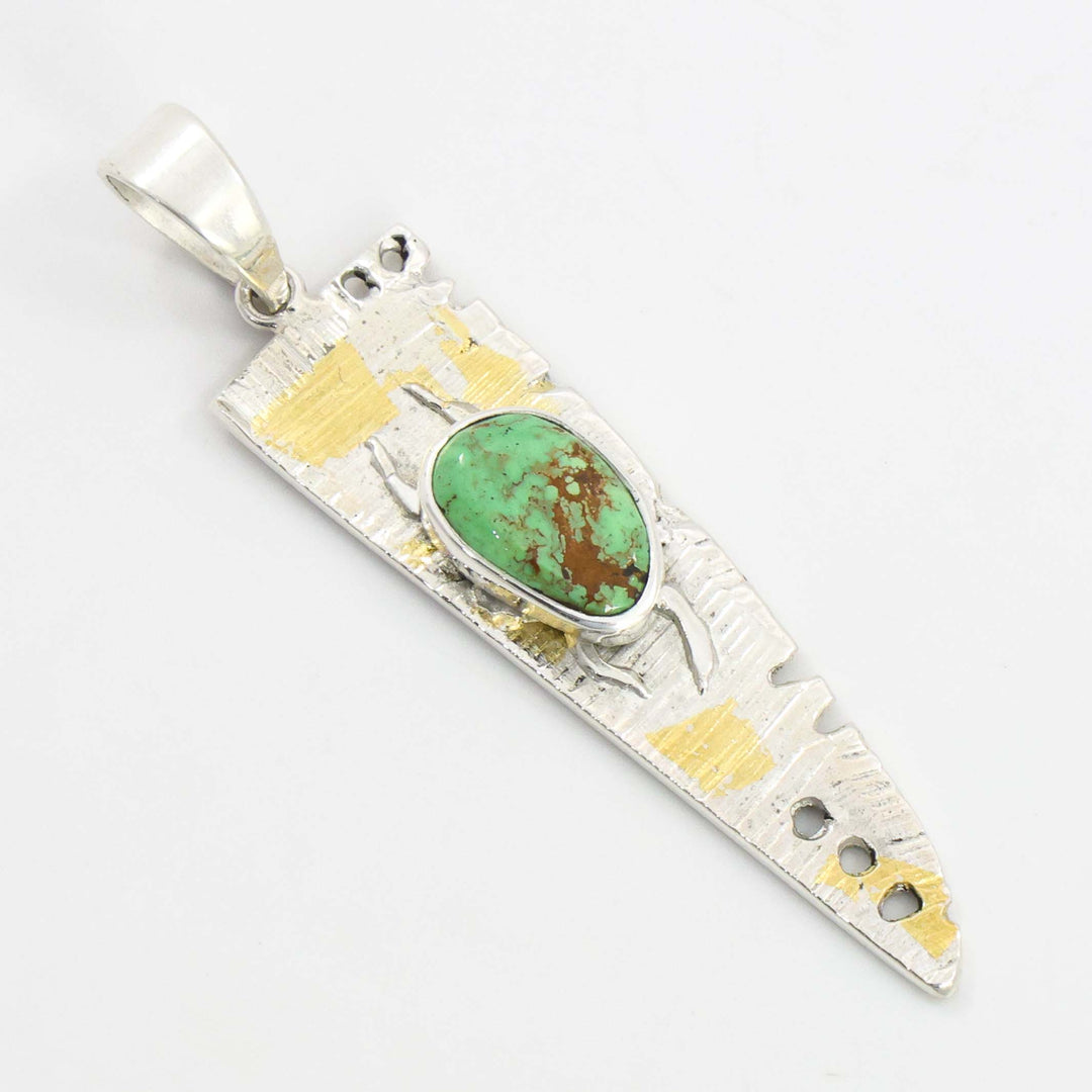 Gold on Silver Turquoise Pendant