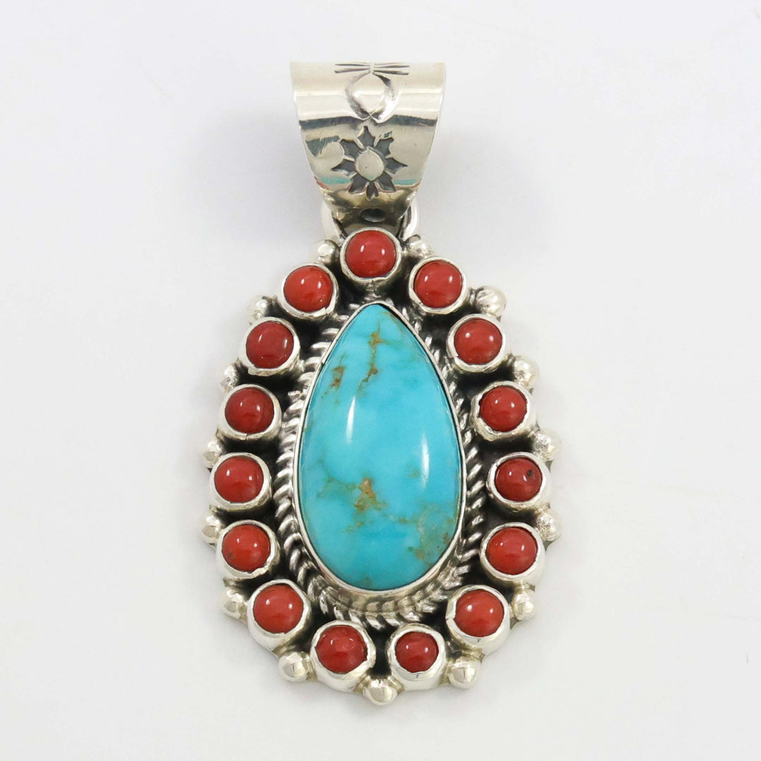 Coral and Turquoise Pendant