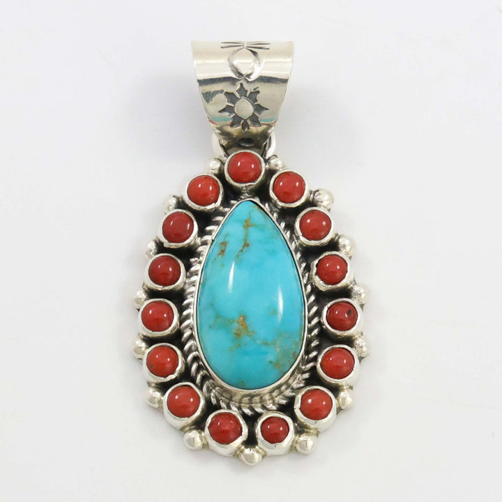 Coral and Turquoise Pendant