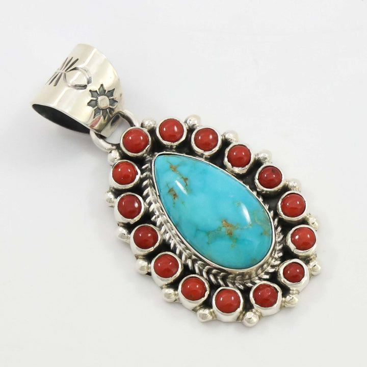 Coral and Turquoise Pendant