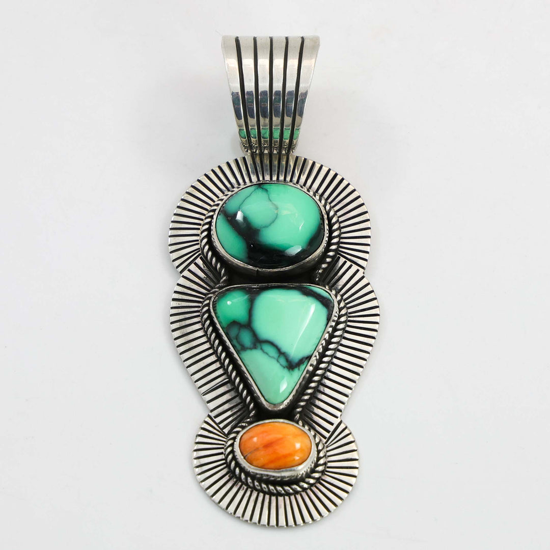 Variscite and Spiny Oyster Shell Pendant