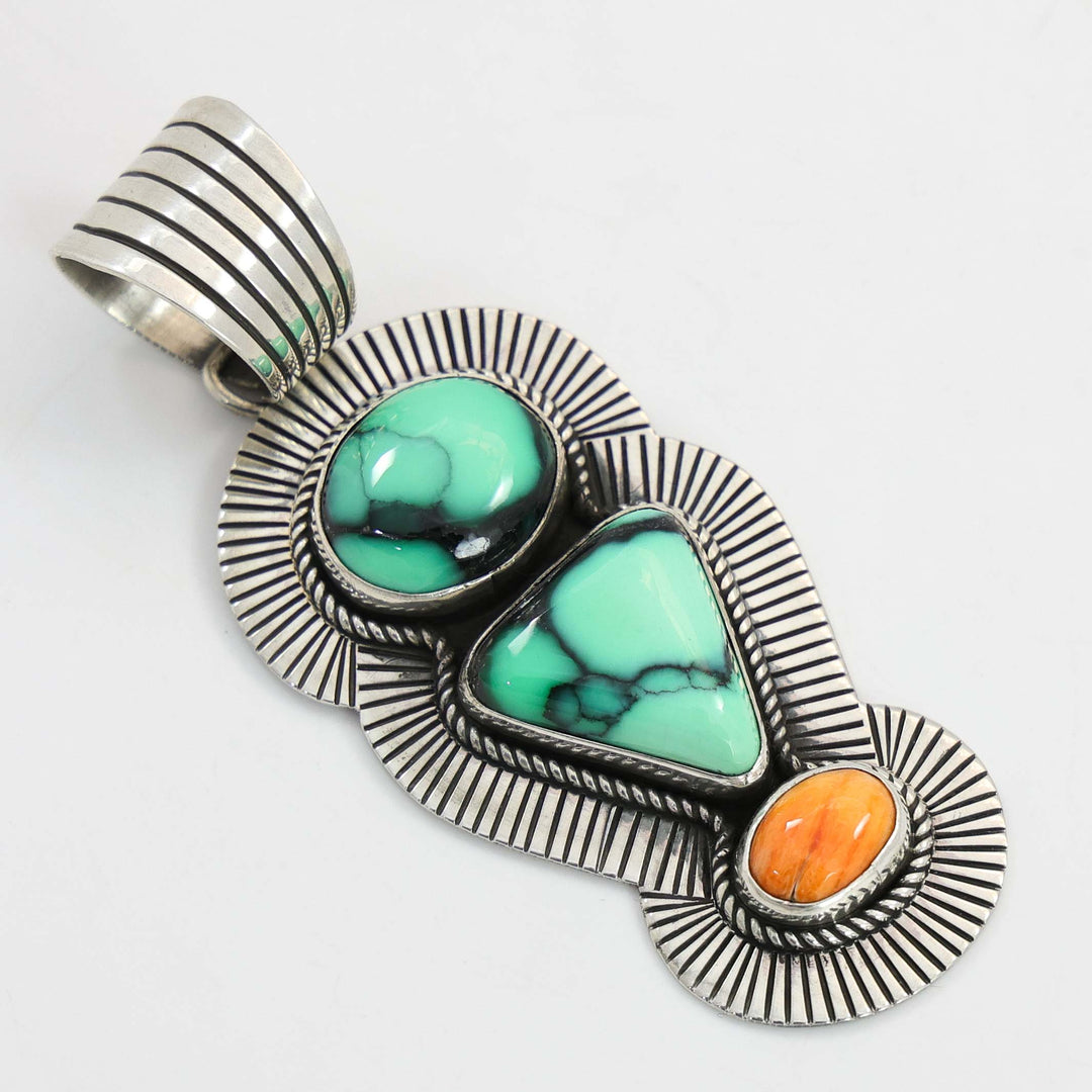 Variscite and Spiny Oyster Shell Pendant