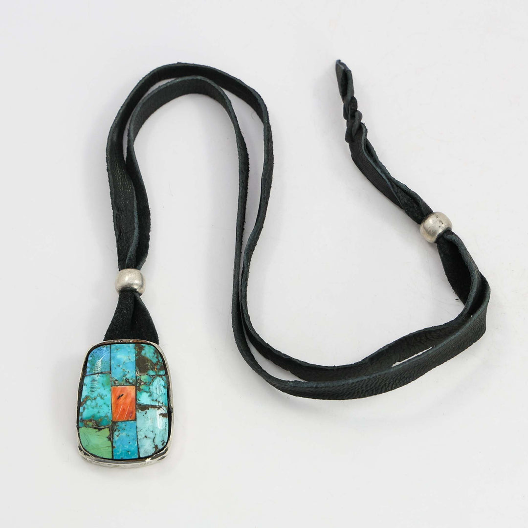 Turquoise and Spiny Oyster Pendant