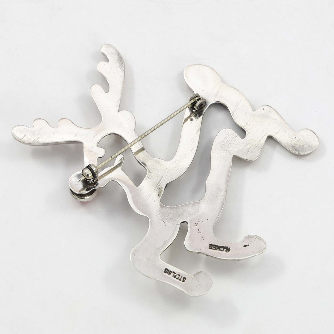 Coral Reindeer Pin