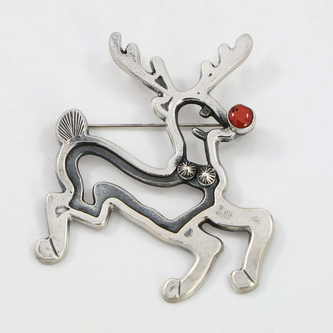 Coral Reindeer Pin