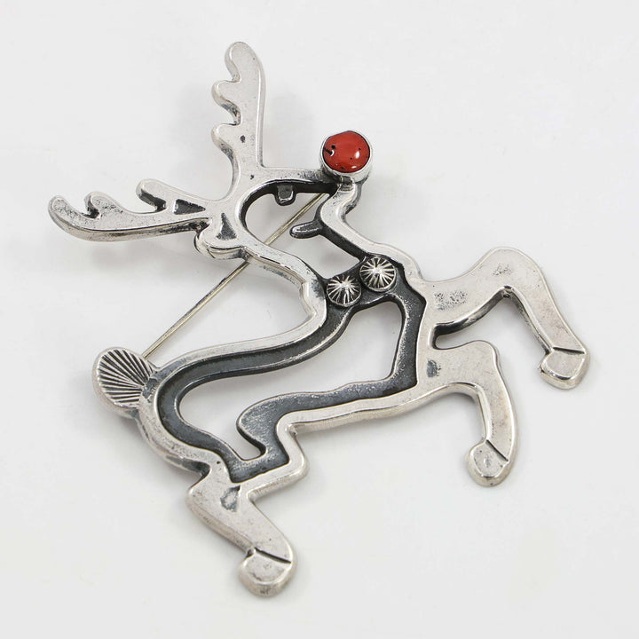 Coral Reindeer Pin