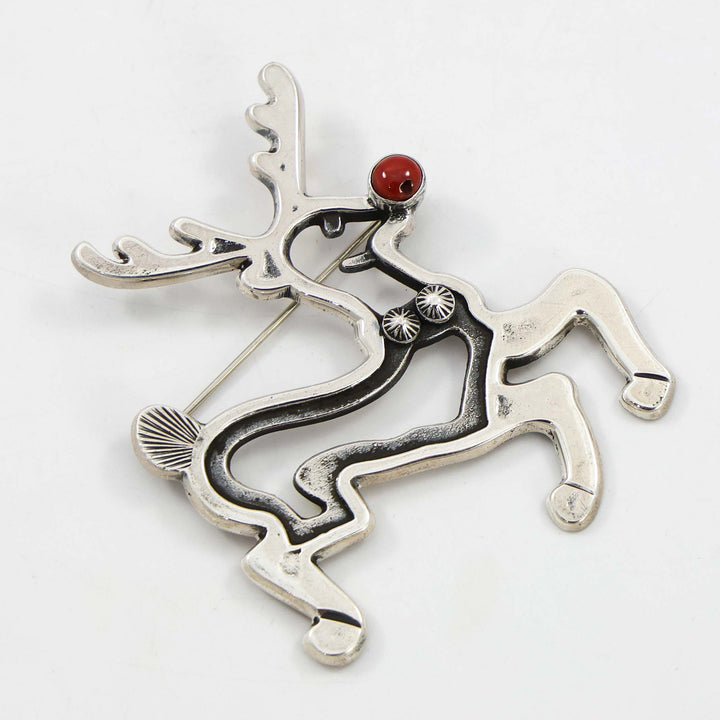 Coral Reindeer Pin