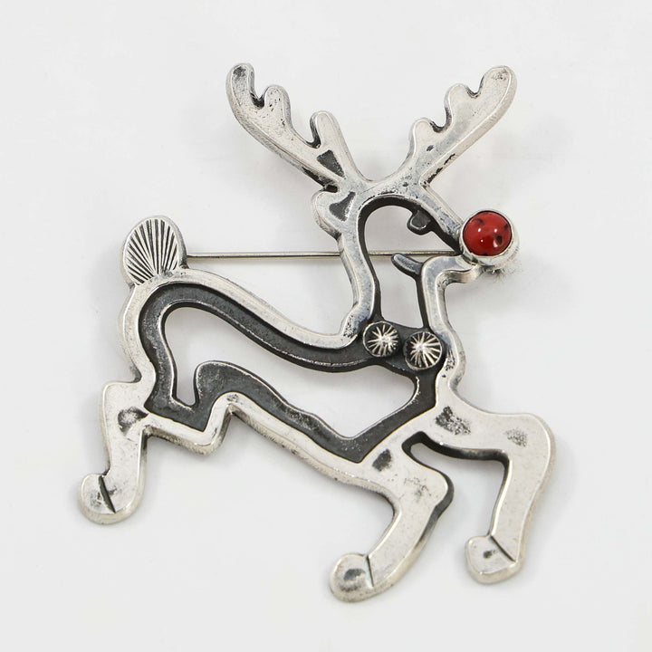 Coral Reindeer Pin