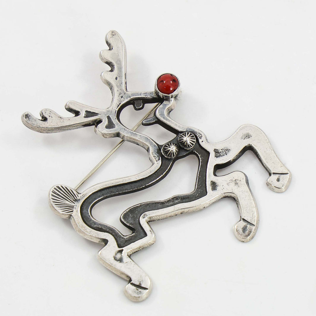 Coral Reindeer Pin