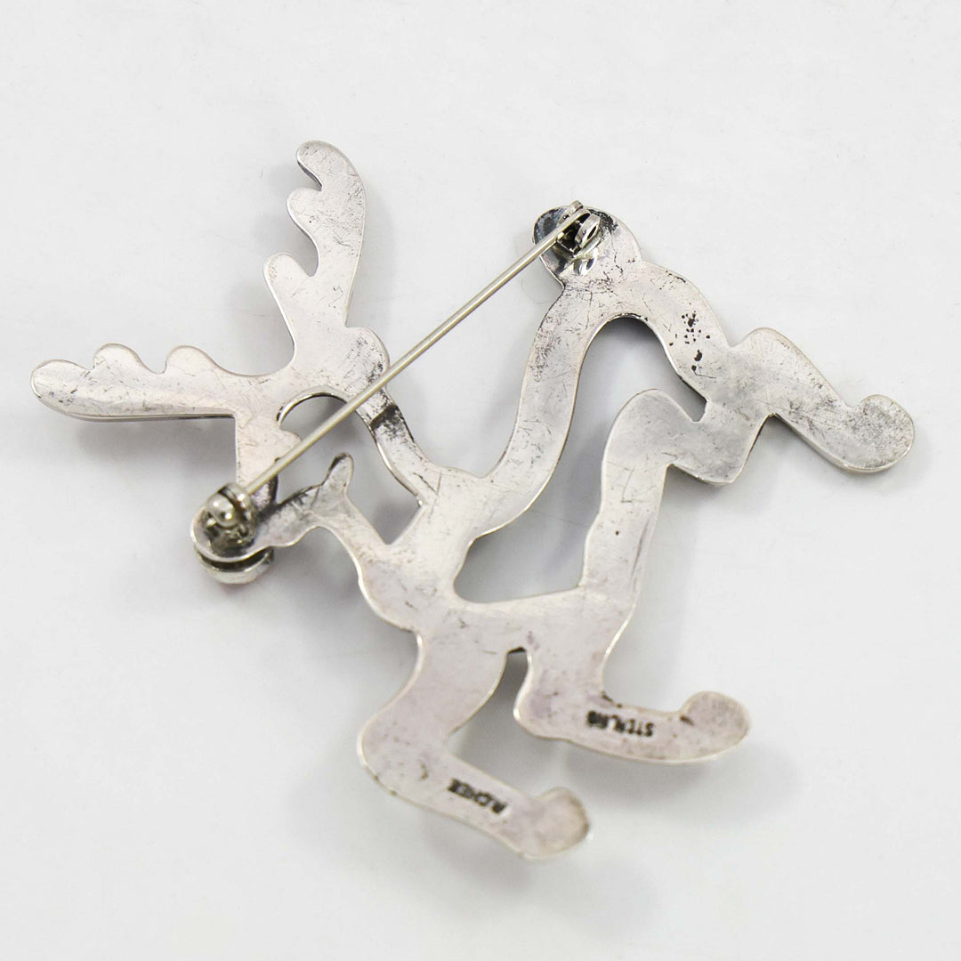 Coral Reindeer Pin