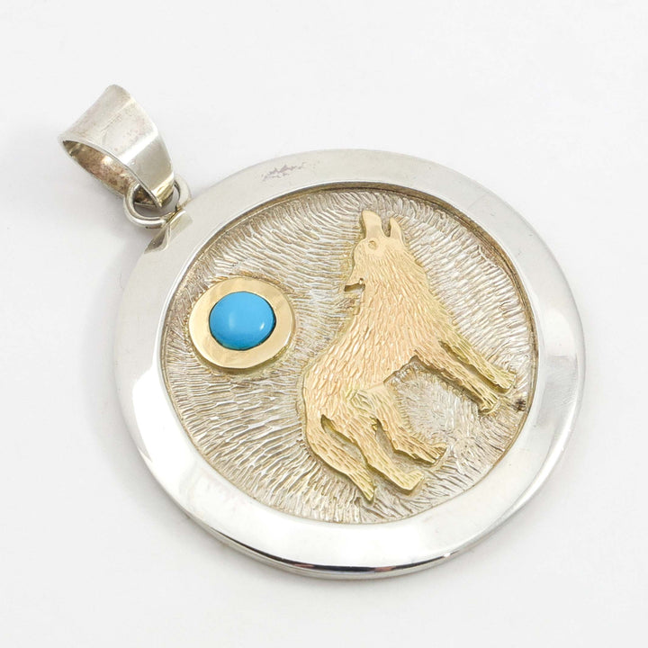 Gold on Silver Wolf Pendant
