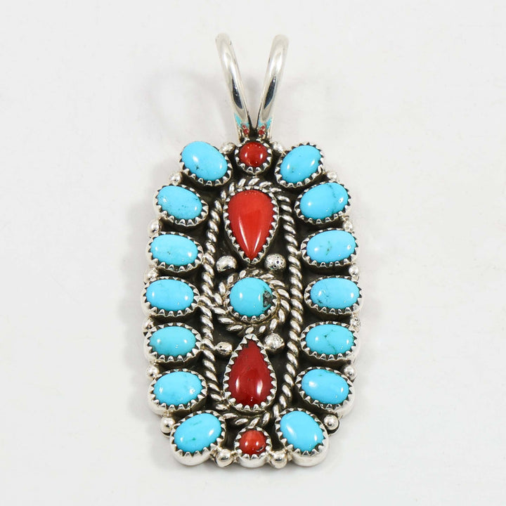 Turquoise and Coral Pendant