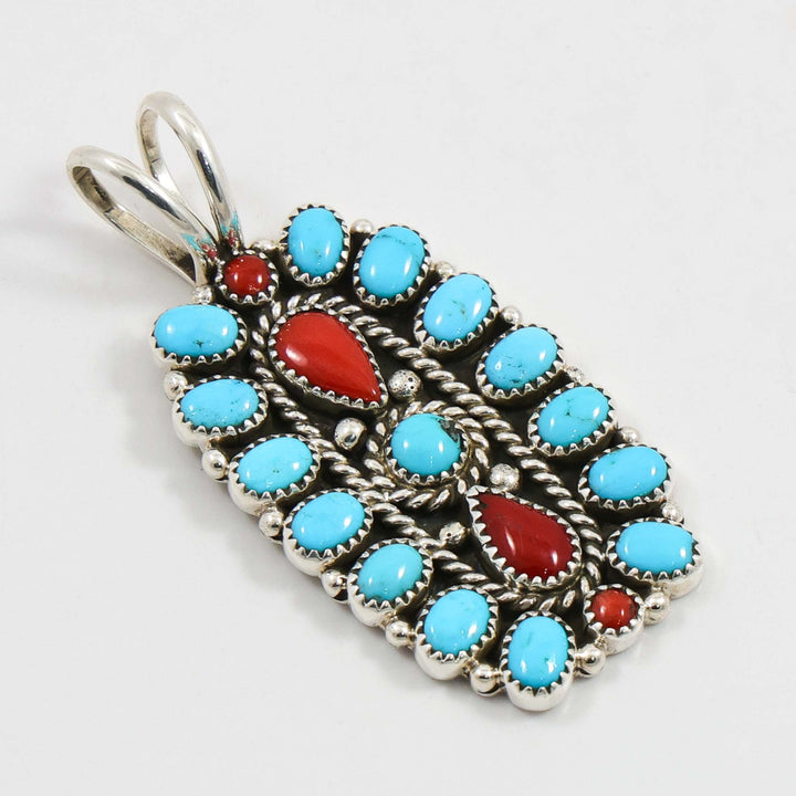 Turquoise and Coral Pendant
