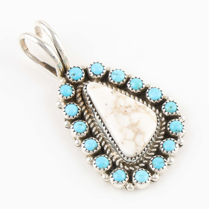 White Buffalo and Turquoise Pendant