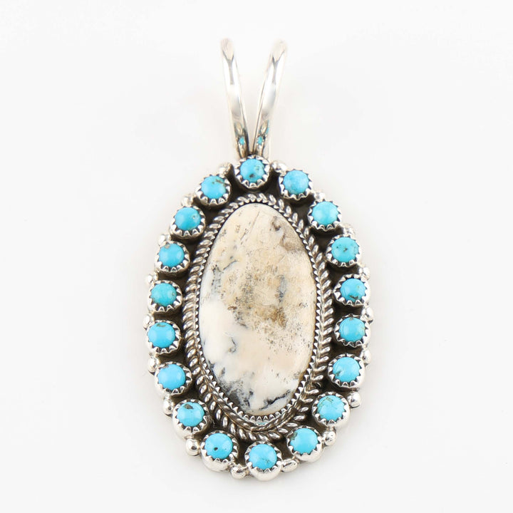 White Buffalo and Turquoise Pendant