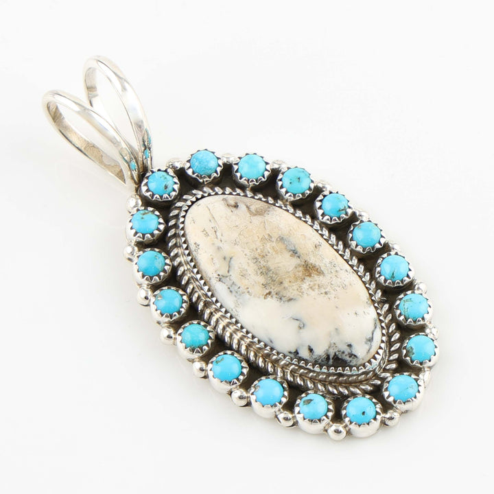 White Buffalo and Turquoise Pendant