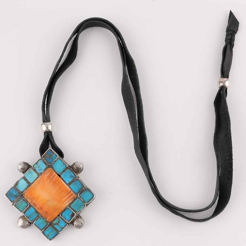 Turquoise and Spiny Oyster Pendant