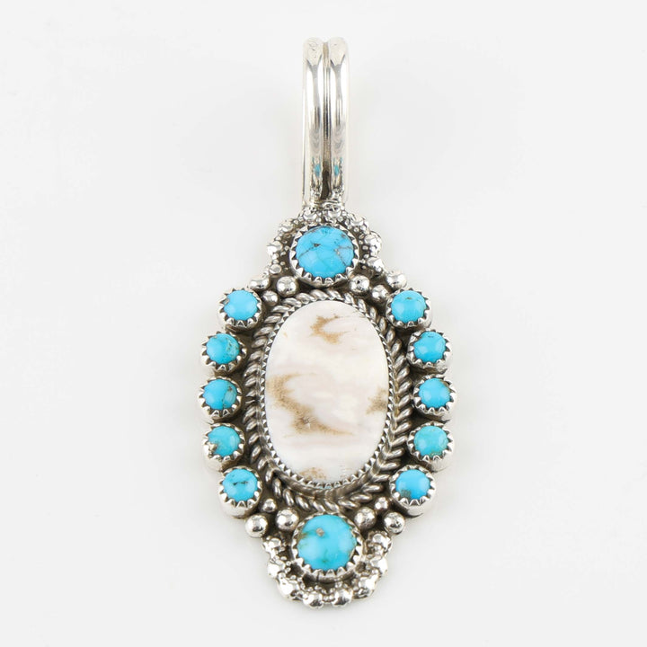 White Buffalo and Turquoise Pendant