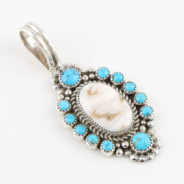 White Buffalo and Turquoise Pendant
