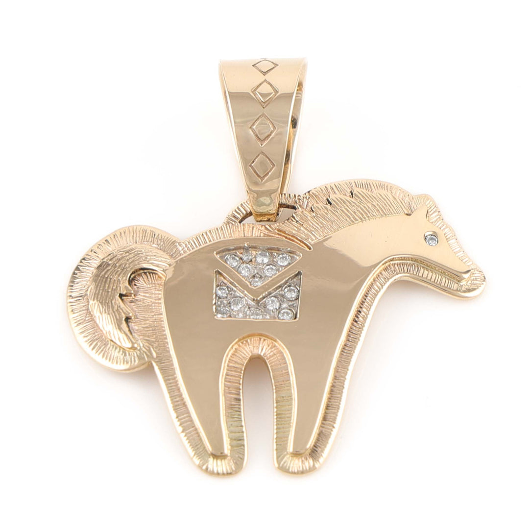 Gold and Diamond Horse Pendant