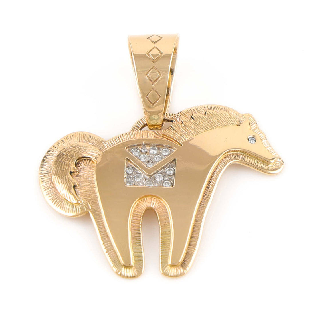 Gold and Diamond Horse Pendant