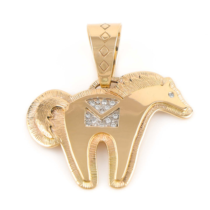 Gold and Diamond Horse Pendant