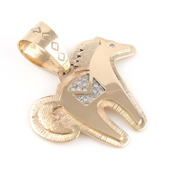 Gold and Diamond Horse Pendant