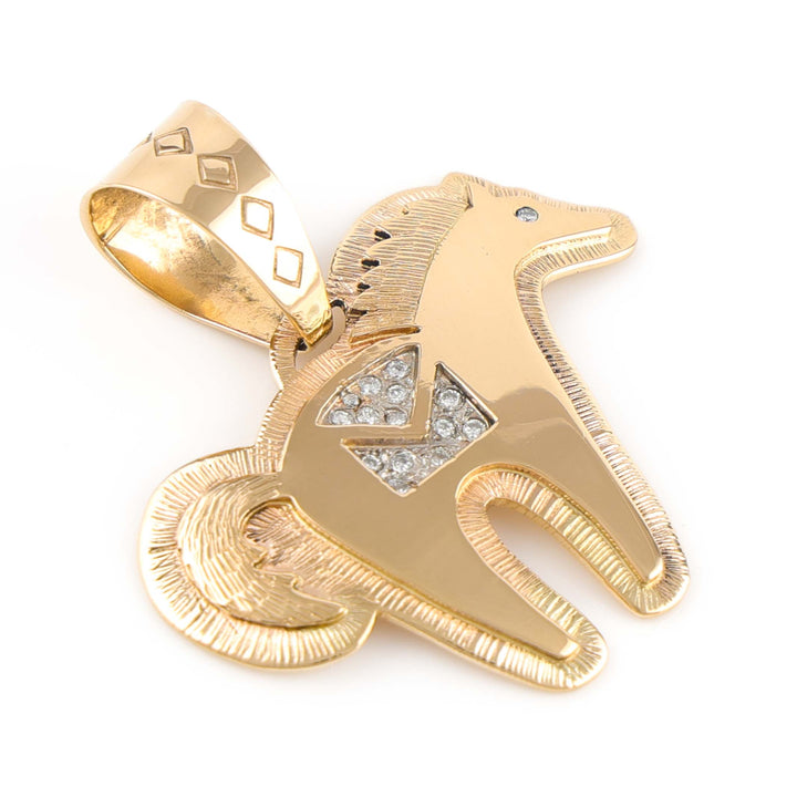 Gold and Diamond Horse Pendant