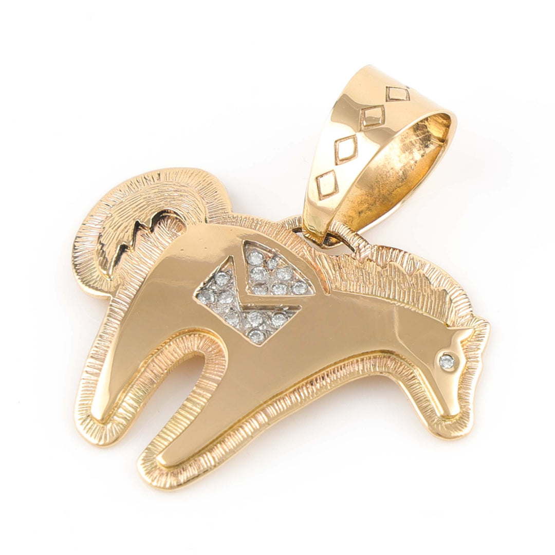 Gold and Diamond Horse Pendant