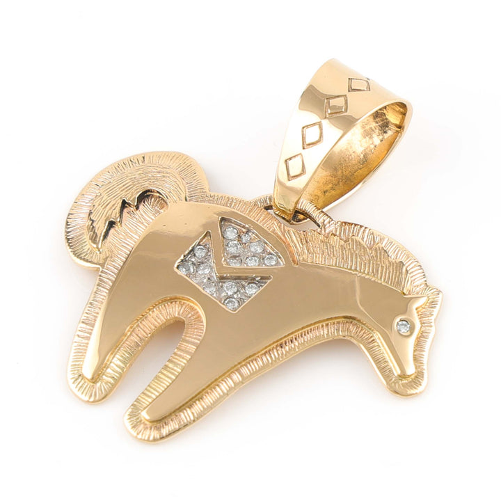 Gold and Diamond Horse Pendant