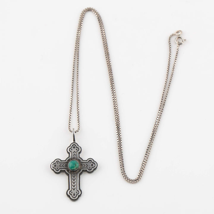 1980s Turquoise Cross Pendant
