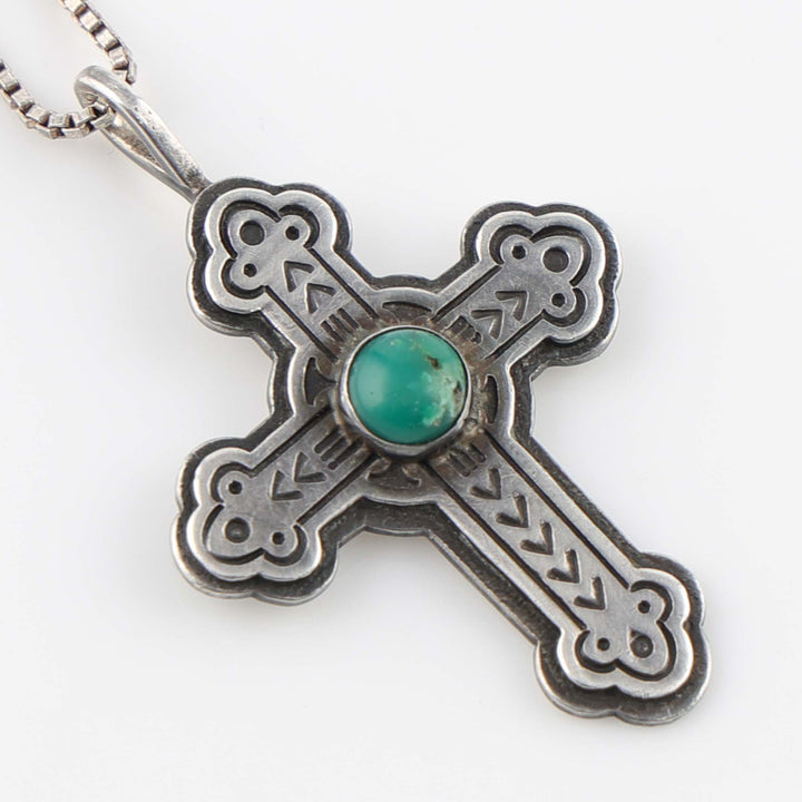 1980s Turquoise Cross Pendant