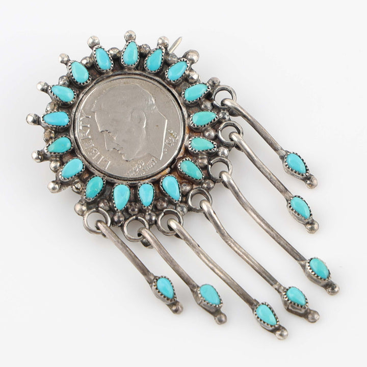 1970s Turquoise and Dime Pin/Pendant