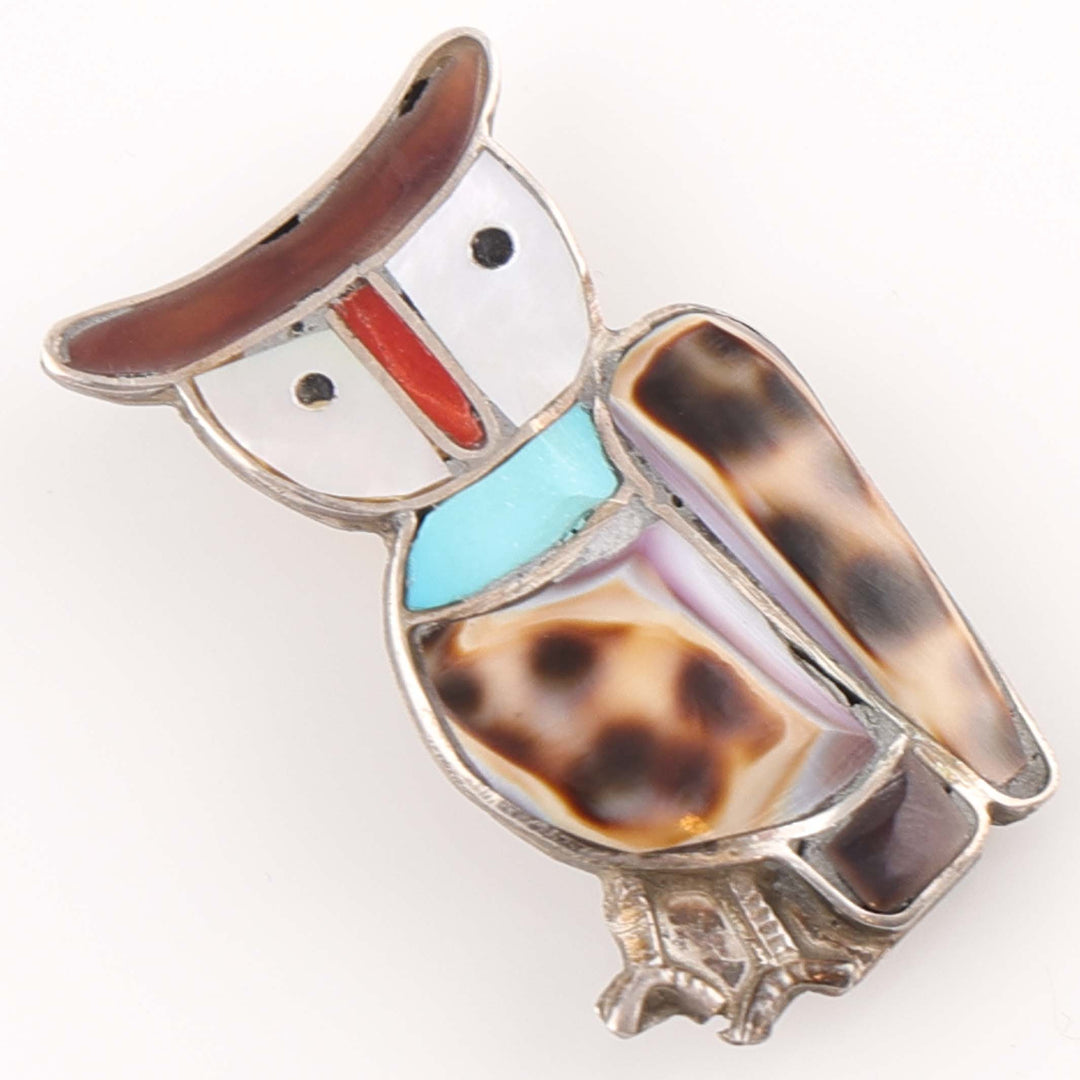1960s Zuni Owl Pin and Pendant