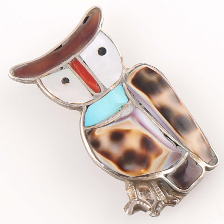 1960s Zuni Owl Pin and Pendant