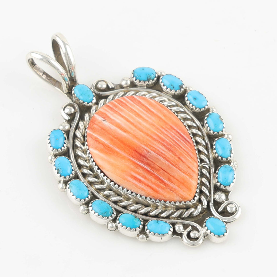 Spiny Oyster and Turquoise Pendant