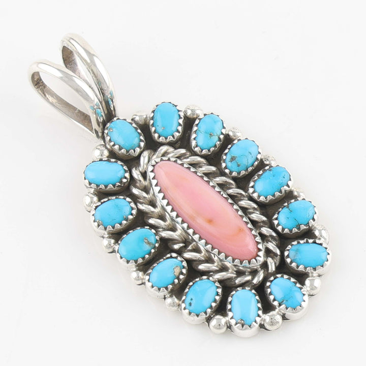 Turquoise and Coral Pendant