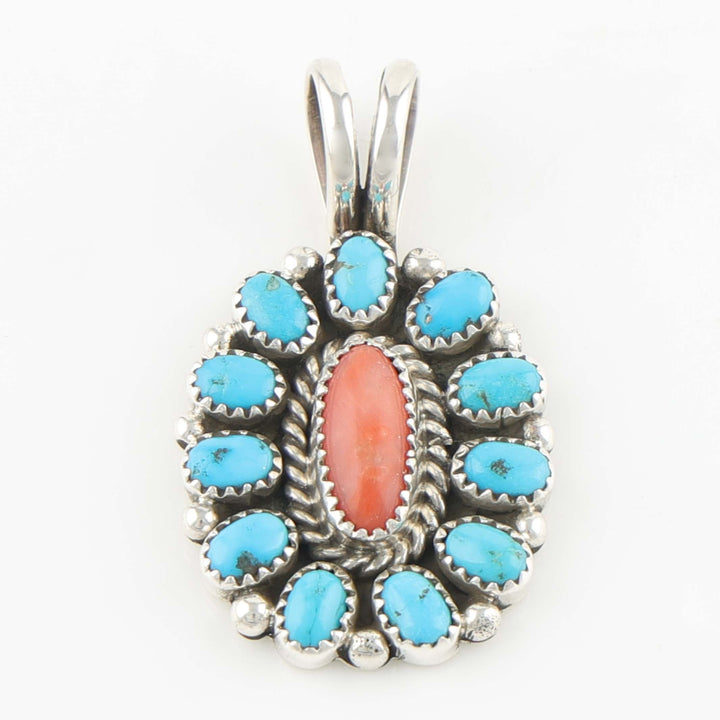 Turquoise and Coral Pendant