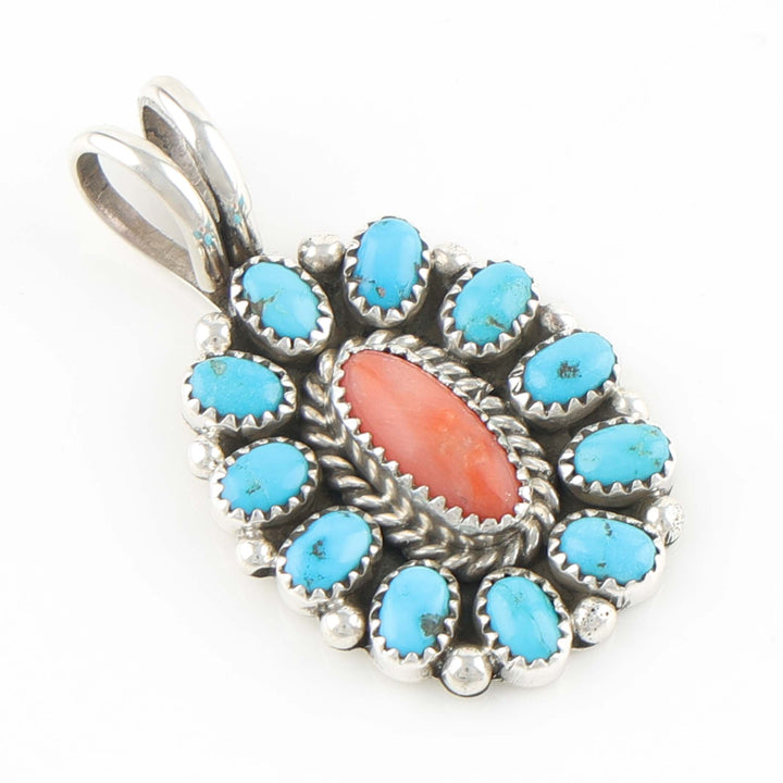 Turquoise and Coral Pendant