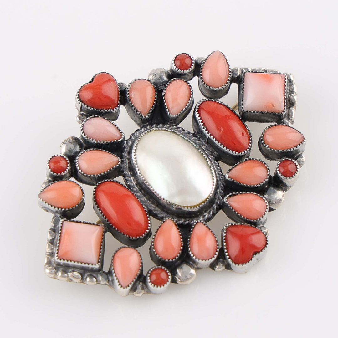 Coral and Shell Cluster Pin