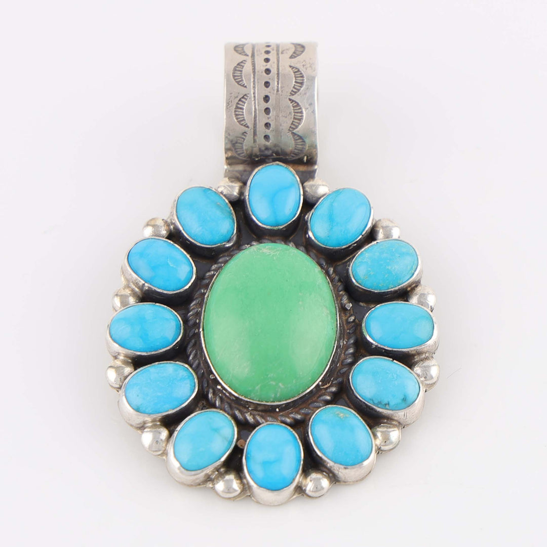 Turquoise and Variscite Cluster Pendant