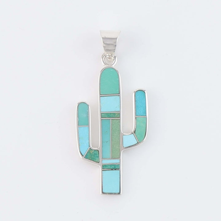 Navajo Turquoise Cactus Pendant