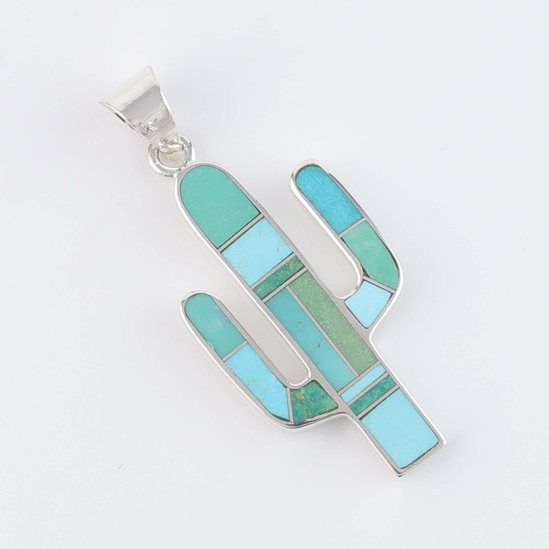 Navajo Turquoise Cactus Pendant
