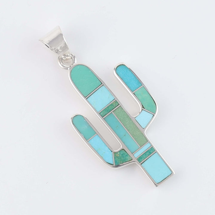 Navajo Turquoise Cactus Pendant
