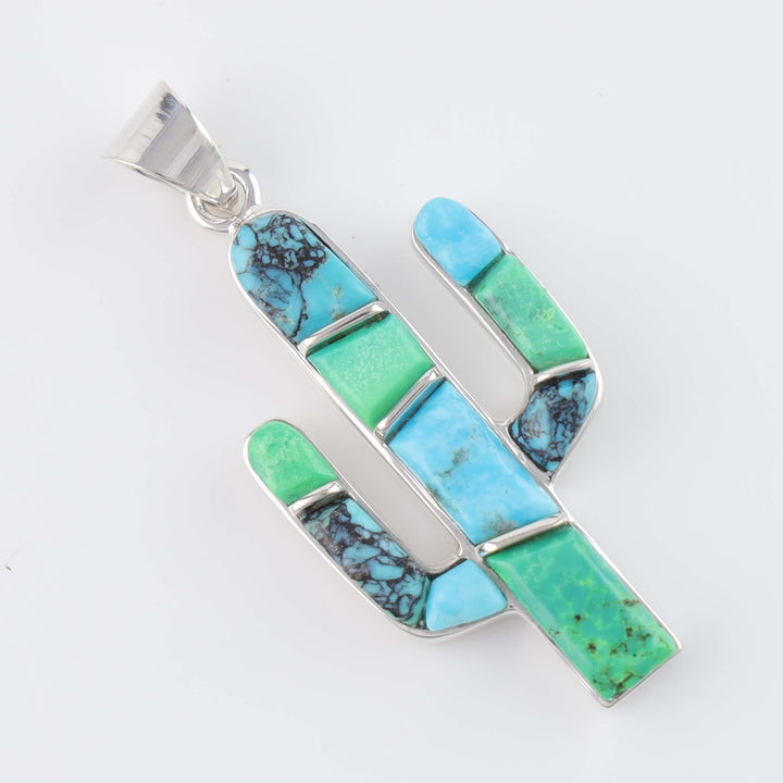 Navajo Inlay Cactus Pendant