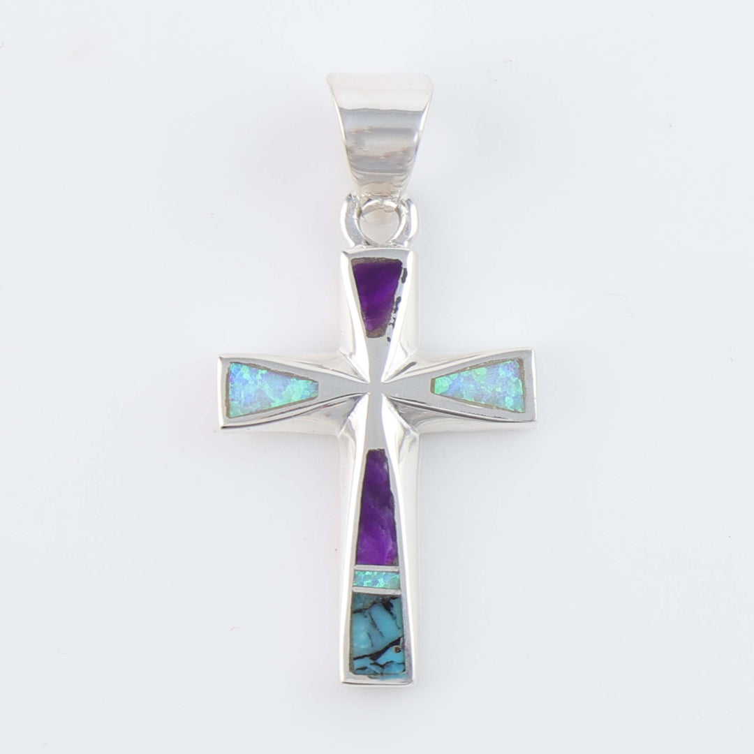 Navajo Inlay Cross Pendant