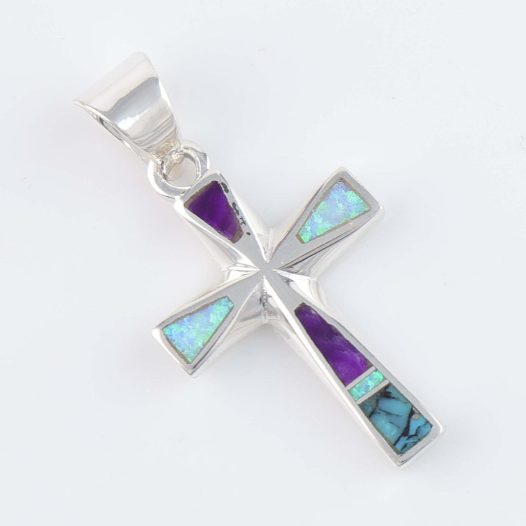 Navajo Inlay Cross Pendant