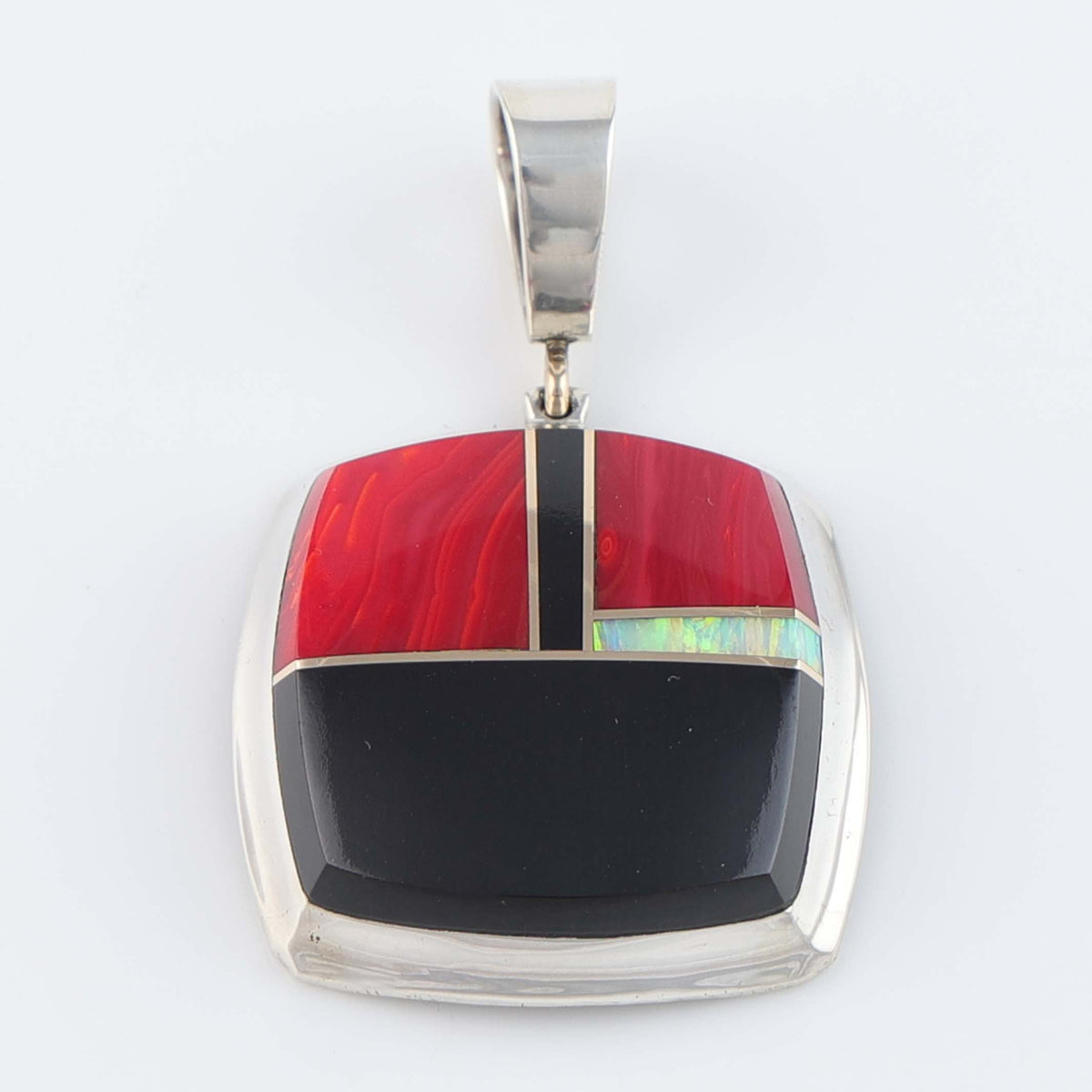 Rosarita, Black Jade, and Opal Pendant by Duane Maktima