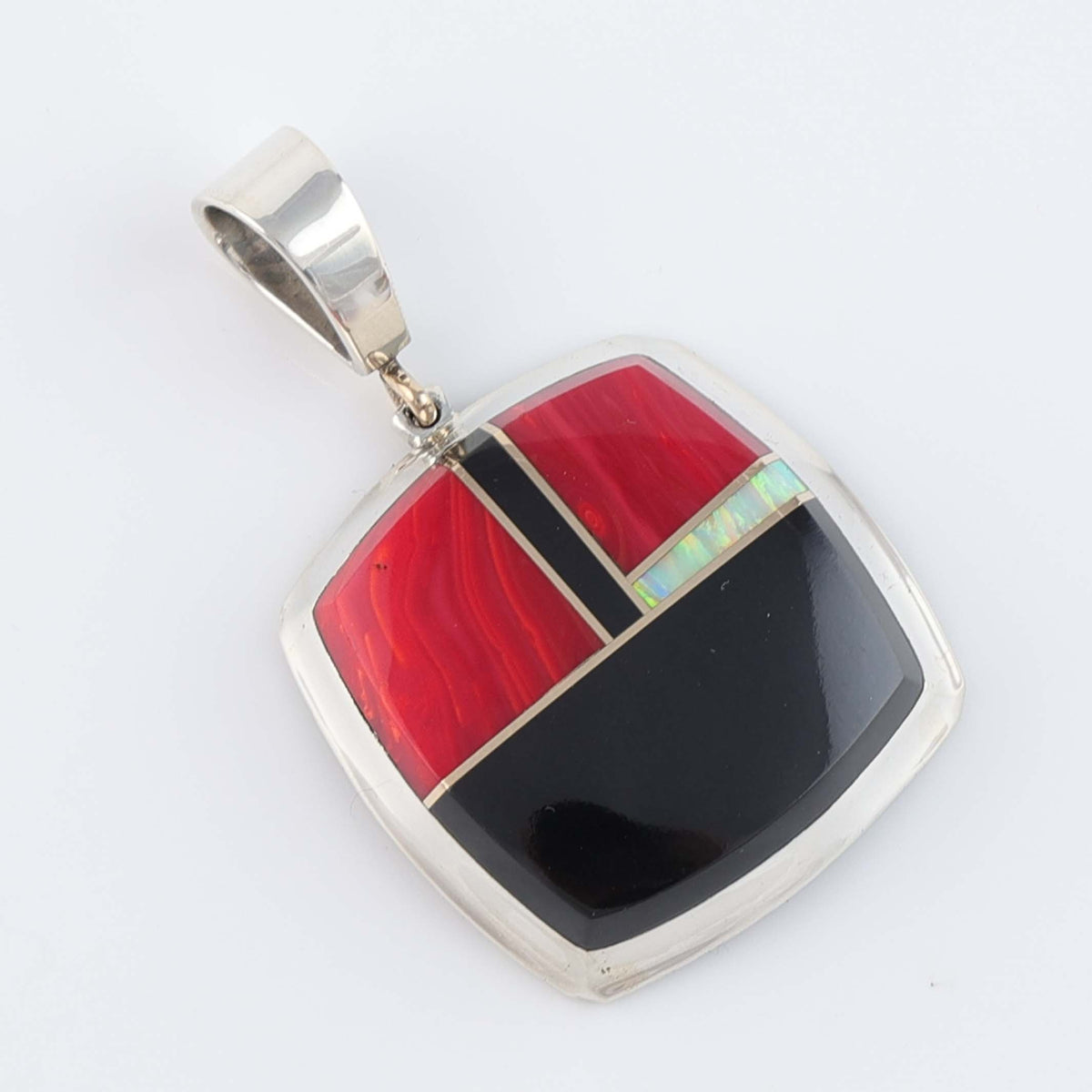 Rosarita, Black Jade, and Opal Pendant by Duane Maktima