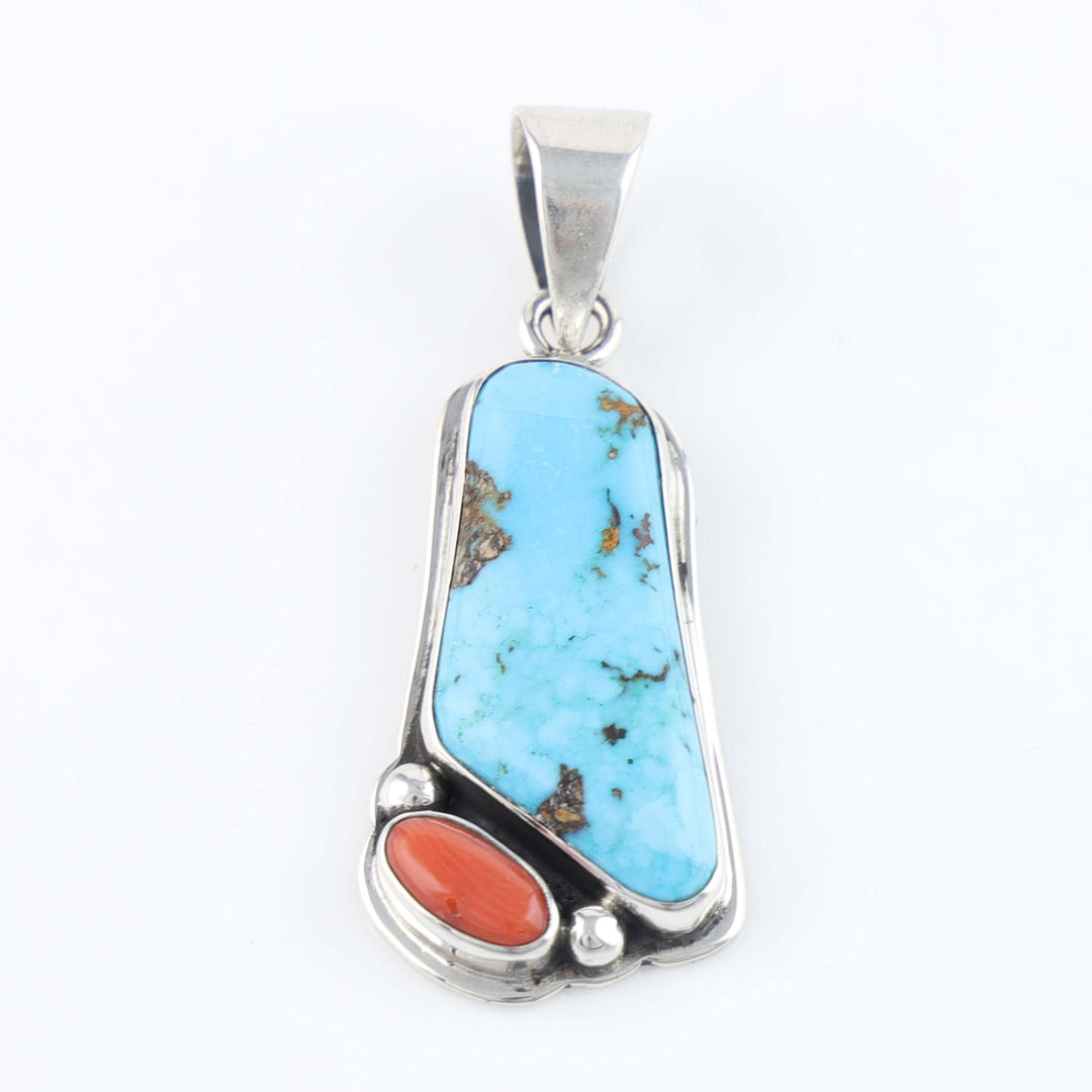 Turquoise and Coral Pendant